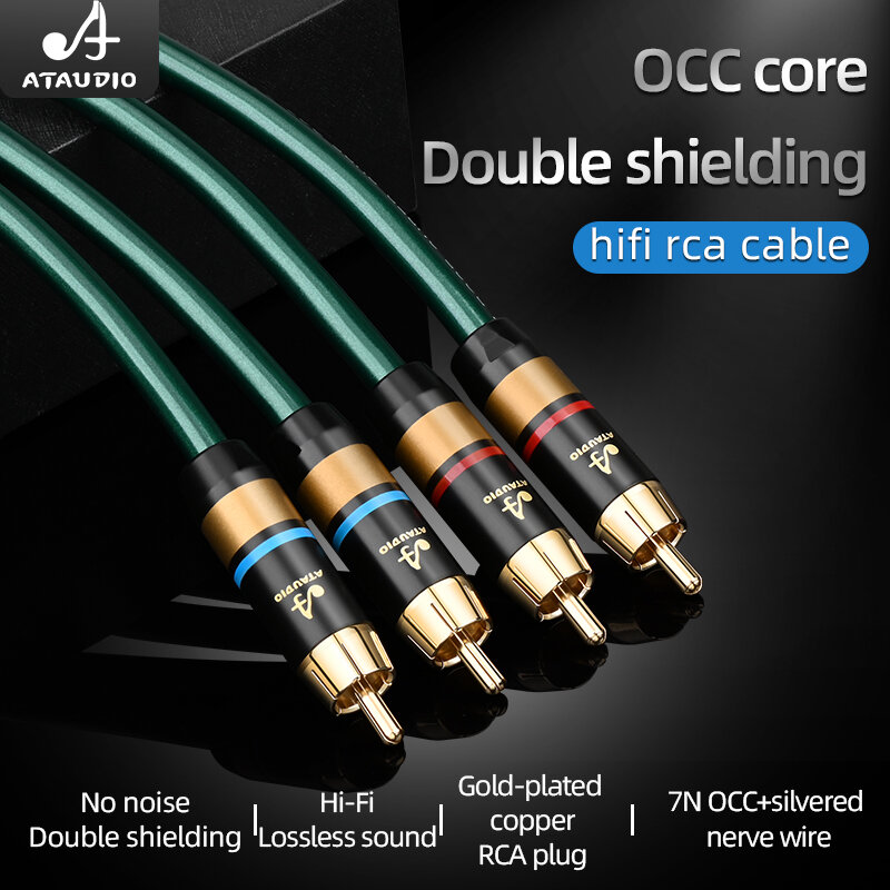 HIFI Rca สาย OCC Nerving Core Double Shielding 2RCA To 2RCA เชื่อมต่อสายสัญญาณเสียงสำหรับเครื่องขยายเสียง DAC TV