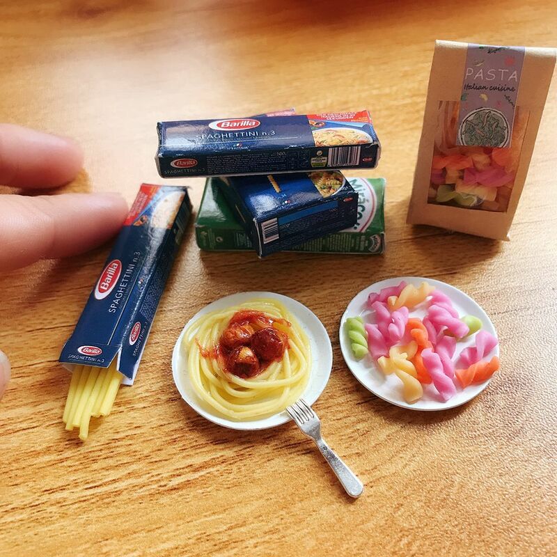 Minibolsa de Pasta en miniatura para casa de muñecas, accesorios de juguete para cocina, fideos finos, escala 1/6, 1 bolsa, novedad