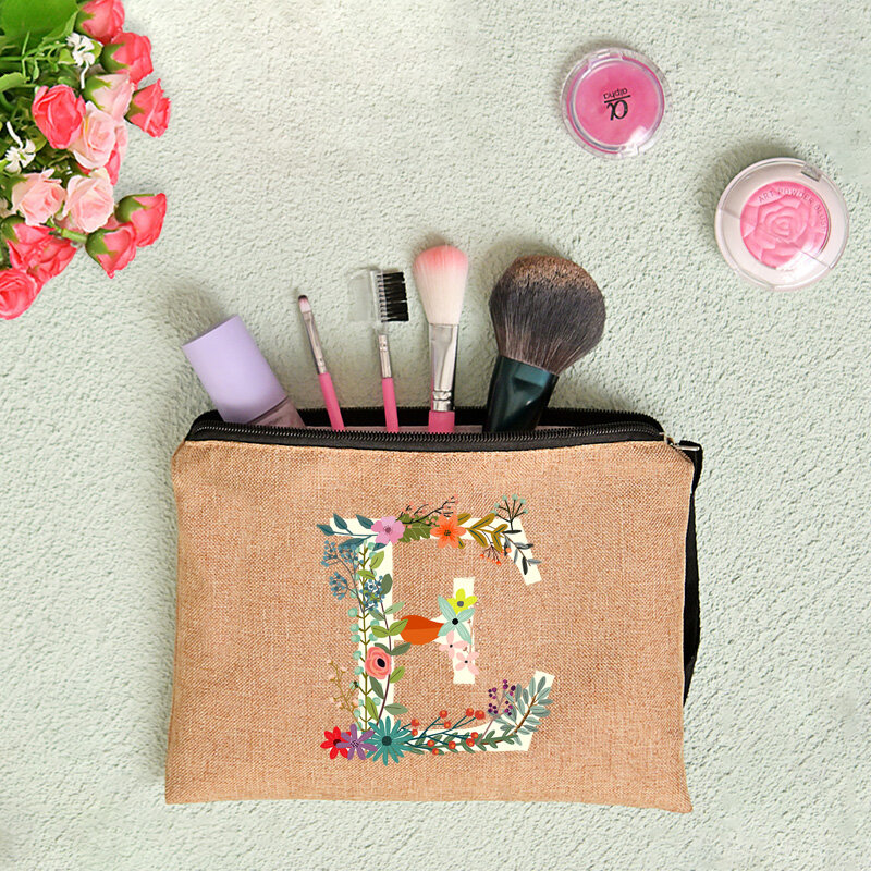 Letter Print Women Cosmetic Bag Bridesmaid MakeUp Case Beauty Toiletries Organizer Wash Storage Pouch Wedding Party Bride Gifts