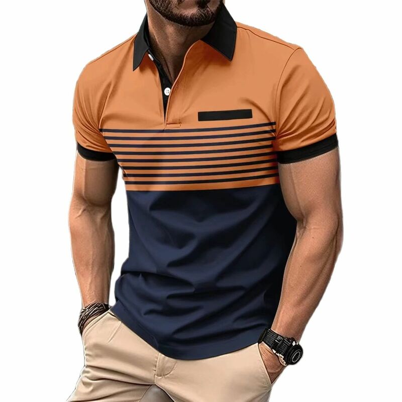 メンズサマーボタンダウンポロシャツ,半袖ラペルシャツ,対照的なデザイン,ストリートウェア,新しいコレクション