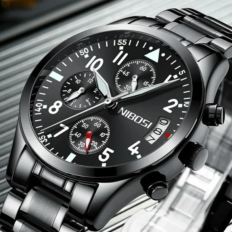 NIBOSI 2024 Mens Watches Top Brand Luxury Business Men Watch Chronograph Male Clock Men Quartz Wristwatches Relogio Masculino