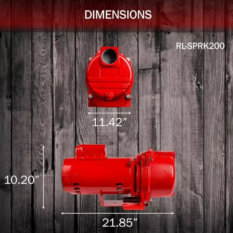 Leão vermelho-aspersor do ferro fundido, bomba da irrigação com impulsor termoplástico, RL-SPRK200, 230 volts, 2 HP, 76 GPM, 97102001