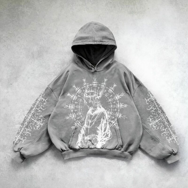 New goth streetwear sweatshirt hoodie demon girl print harajuku y2k tops oversized goth hoodies women couples gothic clothes