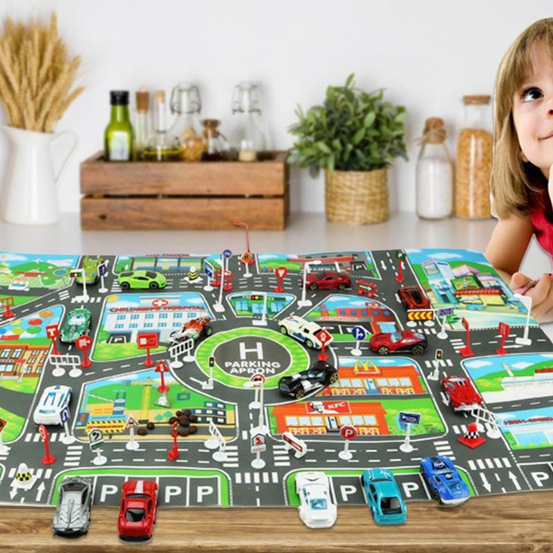 Mapa de carretera impermeable para niños, Alfombra de juego de tráfico, mapa de estacionamiento, Alfombra de juego de tráfico, juguete educativo, tapete de juegos para niños