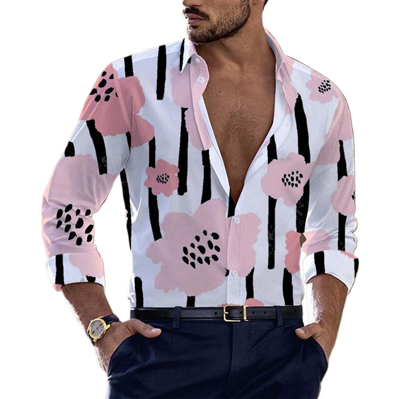 Top Shirt Polyester Printed Regular Button Casual Daily Down Dress Up Fitness Holiday Lapel Party Comfy Fashion