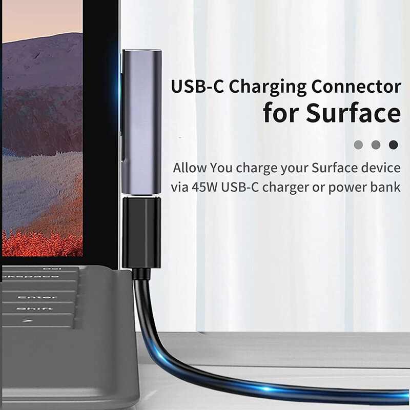Adattatore per caricabatterie convertitore spina di ricarica rapida per Tablet PD USB Type-C compatibile con Surface Pro X 8 7 6 5 4 Go Book
