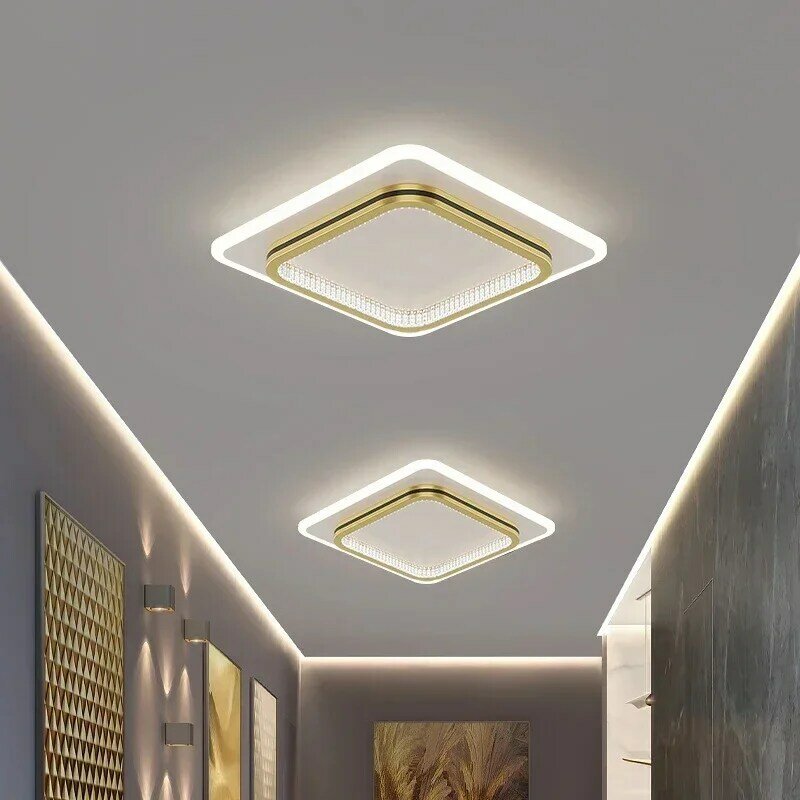 Lampu langit-langit LED Modern koridor kamar tidur lampu langit-langit dengan kap lampu kristal ruang tamu balkon dalam ruangan perlengkapan pencahayaan rumah