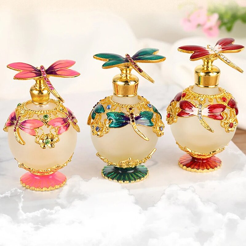 Mooie Libel Decoratieve Glazen Parfumfles Milieuvriendelijke Brede Toepassing Eenvoudig Te Reinigen Oranje