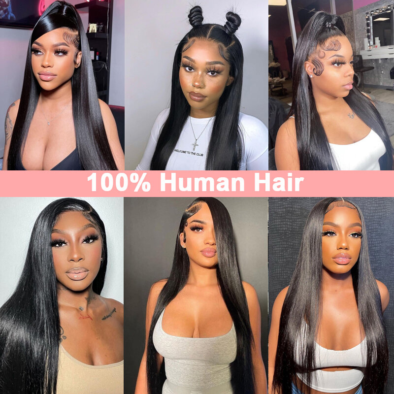 Wear And Go Straight Lace Front Wig 13x4 Hd Transparent Lace Frontal Wigs For Women Glueless Brazilian Human Hair Pre Plucked