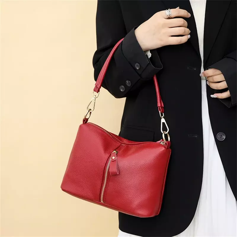 High Quality Genuine Leather Women Tote Bag Luxury Soft Cowhide Ladies Shoulder Crossbody Bags 2024 Fashion Female Messenger Sac