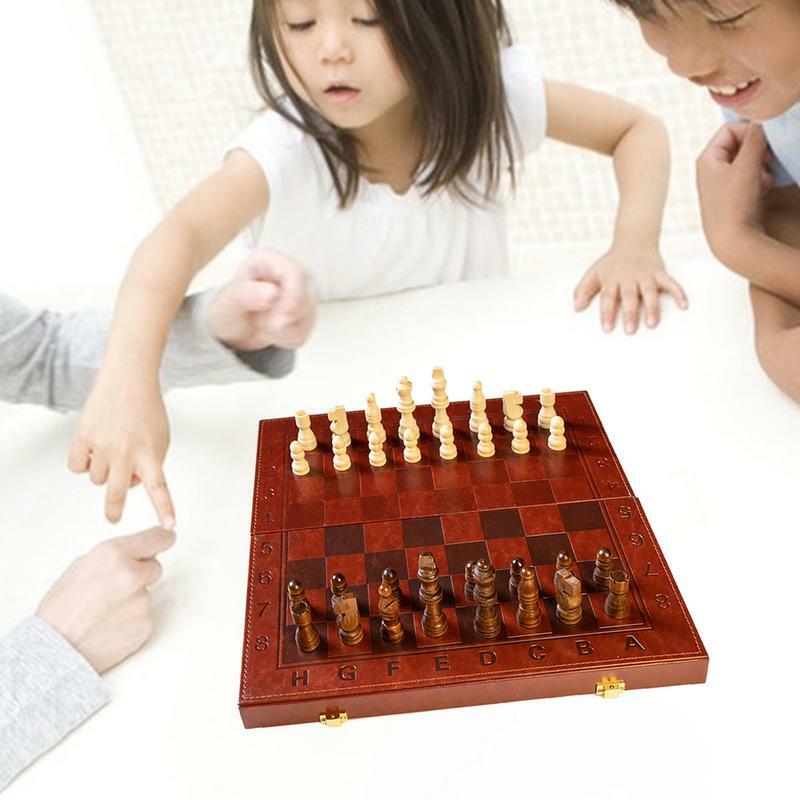 Schach magnetisches Faltset faltbares hölzernes magnetisches tragbares Massivholz schachbrett für Erwachsene Familien strategie Schachspiele