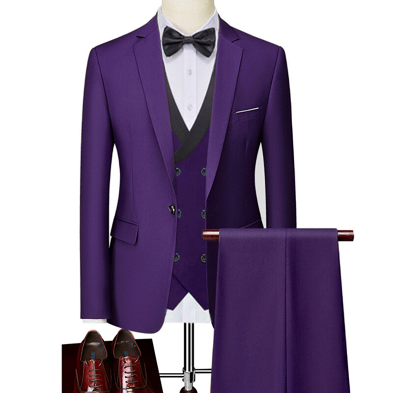 Men's Business Casual Suits Sets / Men Three Piece Suit Three Separate Set / Male Vest+Blazers+Pants Plus Size 6XL Suit Coat