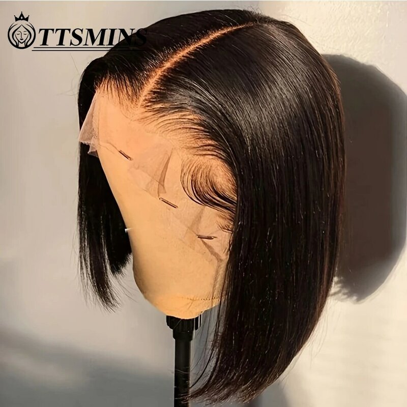 Double Drawn Bone Straight Bob Wig Lace Front Human Hair Wigs Short Glueless Wig Transparent 13x4 Lace Frontal Wig Pre Plucked