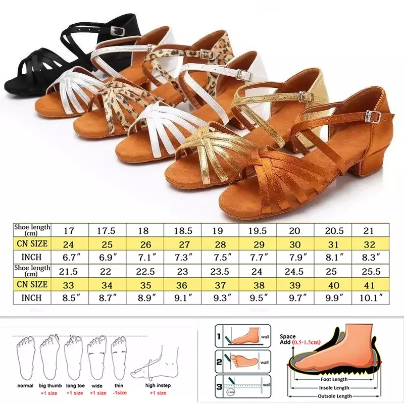 CLYFAN-zapatos de baile latino para mujer, medio de 3,5 CM Sandalias de tacón, suela inferior suave, para práctica de baile de Jazz