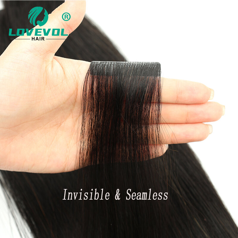 Lovevol PU Skin Weft Invisible Tape In Human Hair Extensions Natural Color Seamless Adhesives Tape Ins Hair 10pcs/pack 20G
