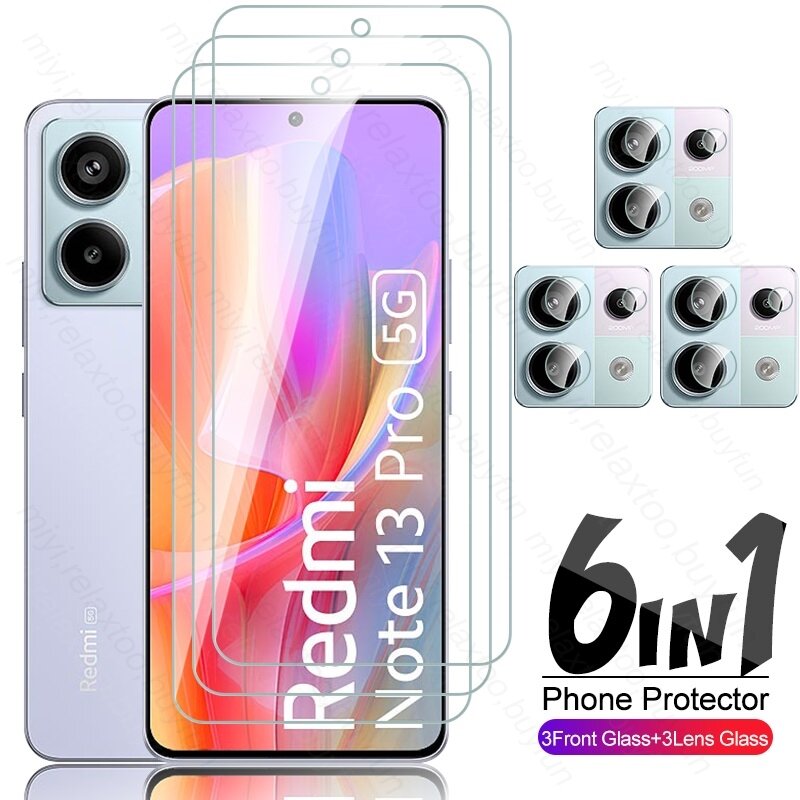 Redmy Note13 Pro 4G 5G Glass 6In1 HD Tempered Glass Screen Protector For Xiaomi Redmi Note 13 Pro 5G 2024 Camera Protective Film