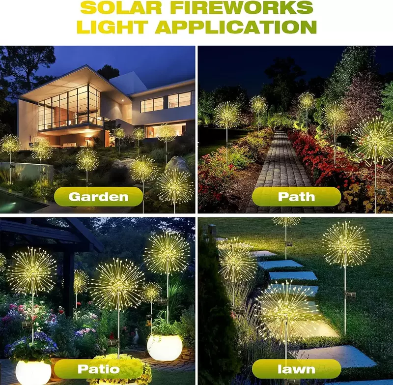 LED Solar Firework Lights Garden Decoration Fairy Lights Waterproof Outdoor Dandelion Lawn Lamp for Garden Landscape Lawn Decor