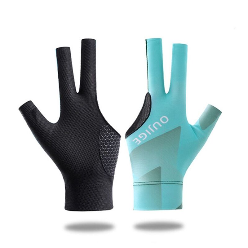 Guante de billar de tres dedos, accesorio de entrenamiento transpirable, antideslizante, elástico, para mano izquierda y derecha