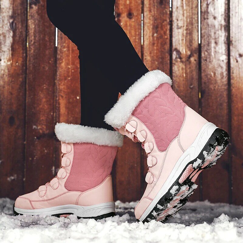 Damyuan 2023 Winter Women Snow Boots Breathable Plush Warm Ankle Boots Pink Female Winter Shoes Outdoor Booties Botas Mujer