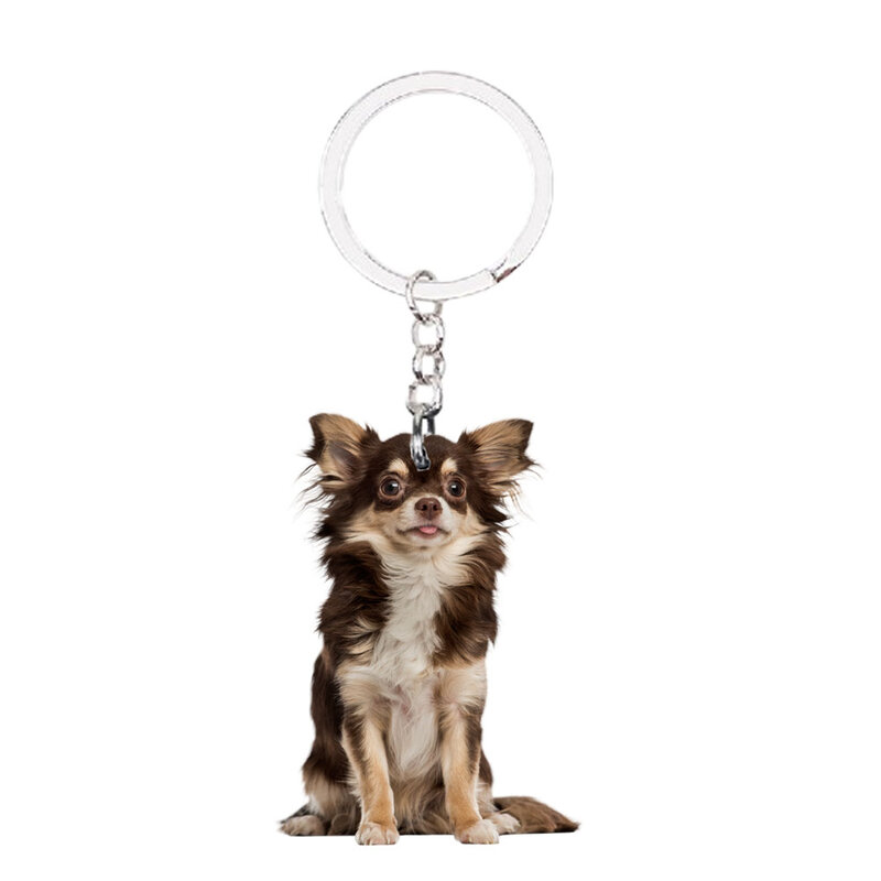 Брелок для ключей от чихуахуа, животное, не 3D, милые Подвески в виде собак для женщин и мужчин, брелок для девушки