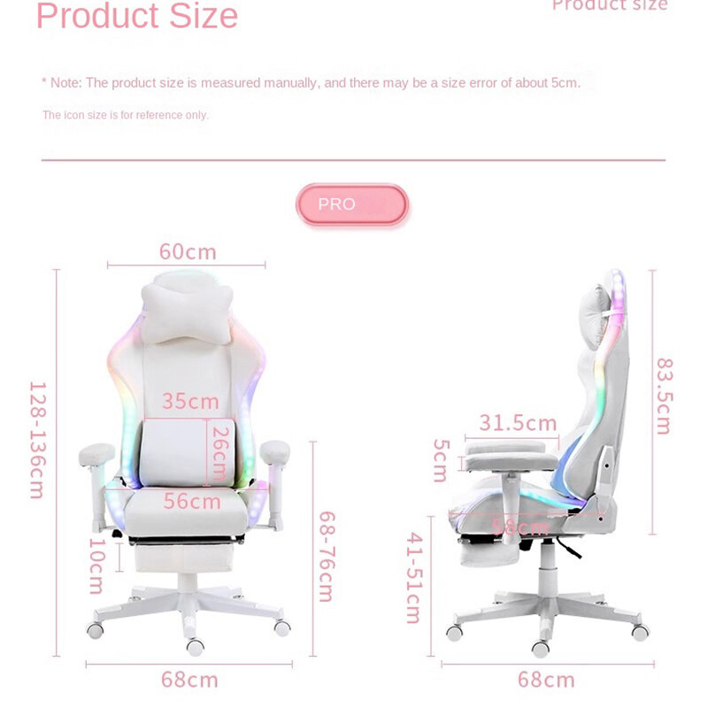New Fashion Gaming Chair Cute Anime Print With LED Light Home Office Computer Chair Anchor Live Gaming Chair