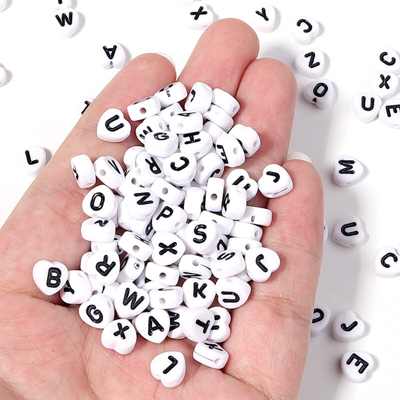 100pcs/Lot Mixed Round Flat Acrylic Letter Beads Alphabet Digital Cube Loose Spacer Beads For Jewelry Making Diy Bracelet