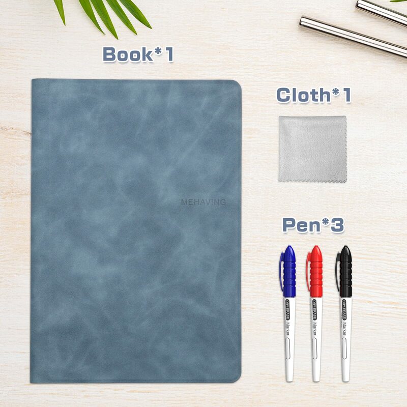 Dry Erase Whiteboard Notebook with Water-Based Markers Non-Magnetic Small White Board for Home Office School Learning & Planner