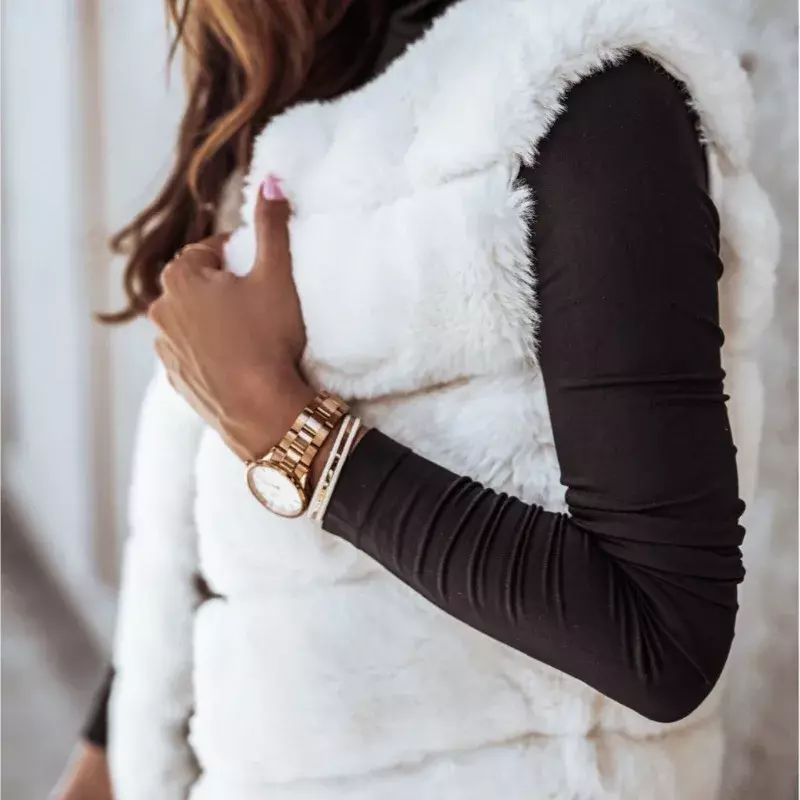 Luxurious Sleeveless Fur Coat High Quality Women Fashion Faux Fur Vest Coat Elegant Lady Casual Soft Plush Jacket Coat