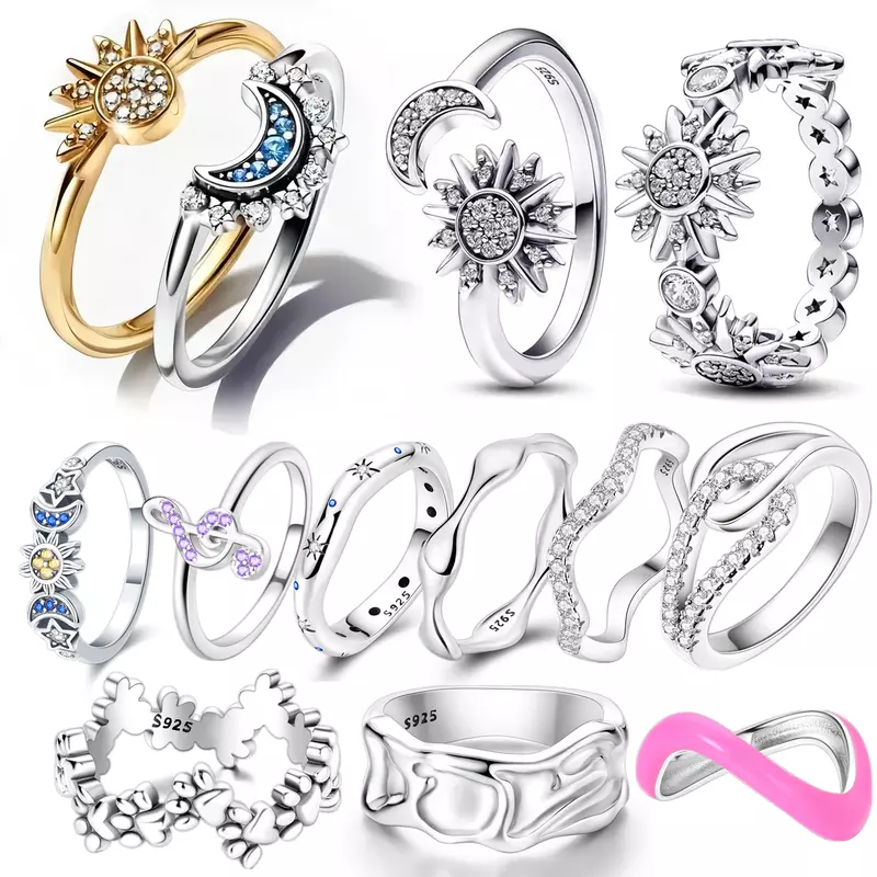 여성용 레드 하트 반지, 925 스털링 실버 스파클링 반지, 925 실버 디자인, 오리지널 지르콘 반지, 축제 쥬얼리 선물, 신상