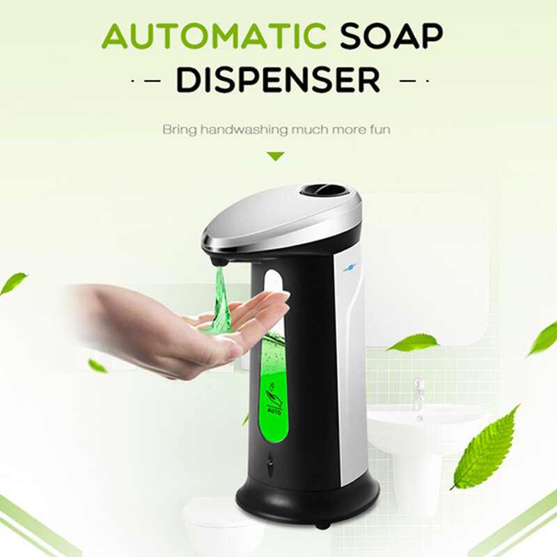 400ml dispensadores de sabão líquido automático abs inteligente touchless sensor indução lavadora mão para banheiro cozinha dispenser