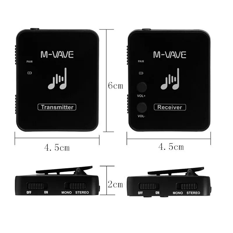 M-VAVE WP-10 2.4G Wireless Earphone Monitor Transmission System Transmitter Receiver USB Rechargeable Musical Instrument Stage