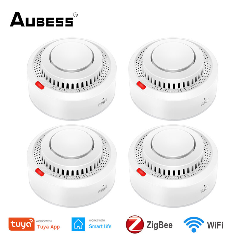 Детектор дыма Tuya ZigBee с Wi-Fi, охранная сигнализация для дома, с управлением через приложение Tuya/Smart Life