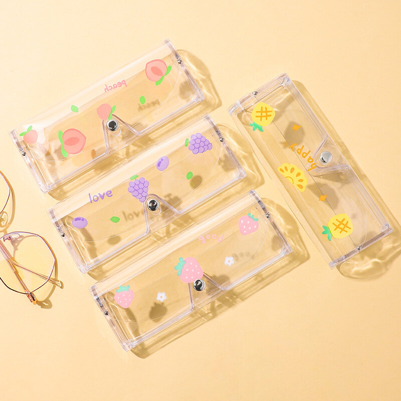 Gafas de PVC transparentes de viaje con dibujos animados, bolsa organizadora portátil para cosméticos, maquillaje y auriculares, accesorios para gafas
