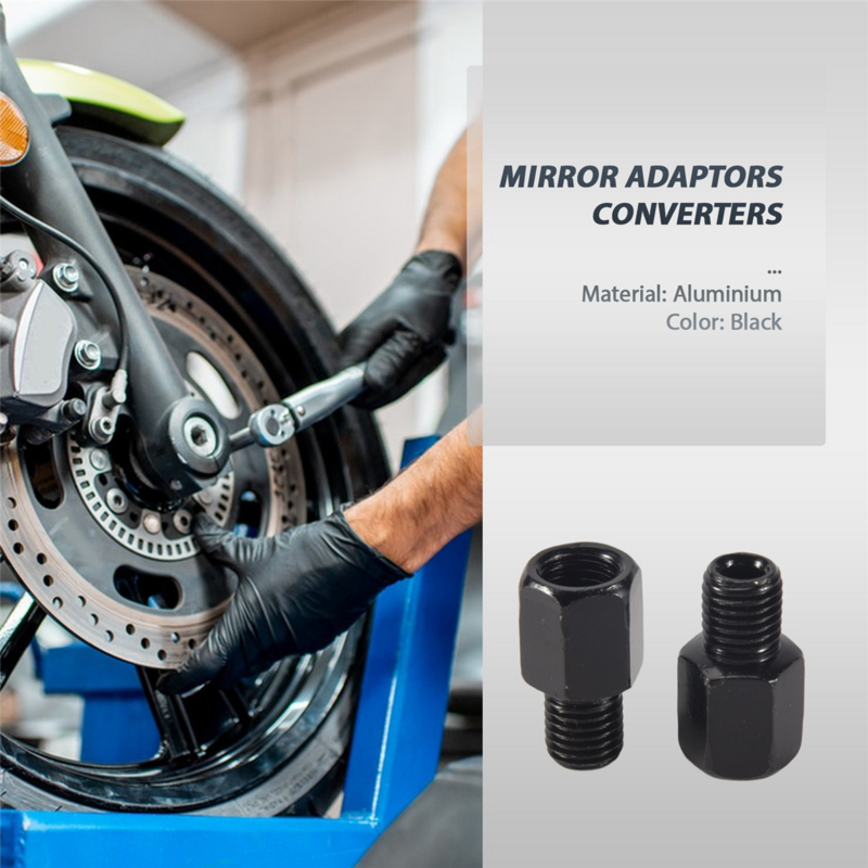 2 шт. адаптеры для зеркала мотоцикла преобразуют черные 8 мм в 10 мм по часовой стрелке