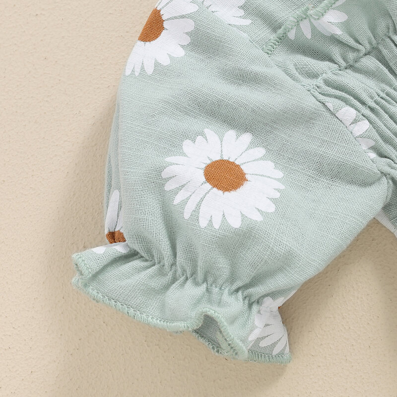 Lioraitiin-Conjunto de ropa para recién nacido, Pelele de manga corta con estampado de margaritas y Diadema, 2 piezas, verano, 2024-04-01
