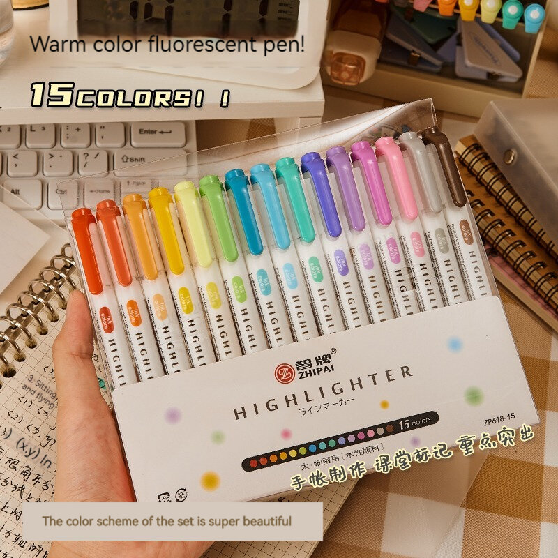 5 Colors/box Double Headed Highlighter Pen Set Fluorescent Drawing Markers Highlighters Pens Art Japanese Cute Pastel Stationery