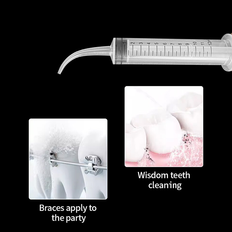 Seringa de irrigação dental transparente com ponta curvada, instrumento de clareamento dental, ferramenta de cuidados dentários, kit, 12ml
