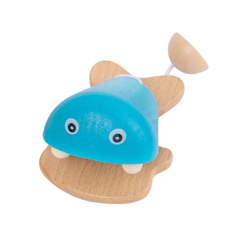 Музыкальная игрушка-кастаньета в форме рыбы, деревянный ударный инструмент, легко захватываемая развивающая игрушка для 3