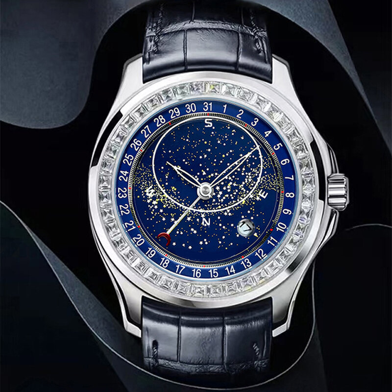 Классические 18K золотые часы, мужские роскошные часы со льдом, полностью алмазные мужские часы, полностью стальные модные кварцевые часы, му...