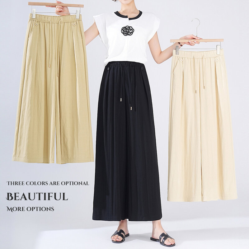Spodnie dla kobiet letnie ubrania falda pantalon mujer spodnie palazzo kobiet koreańskie ubrania dziewięciopunktowe spodnie rozkloszowane darmowa wysyłka