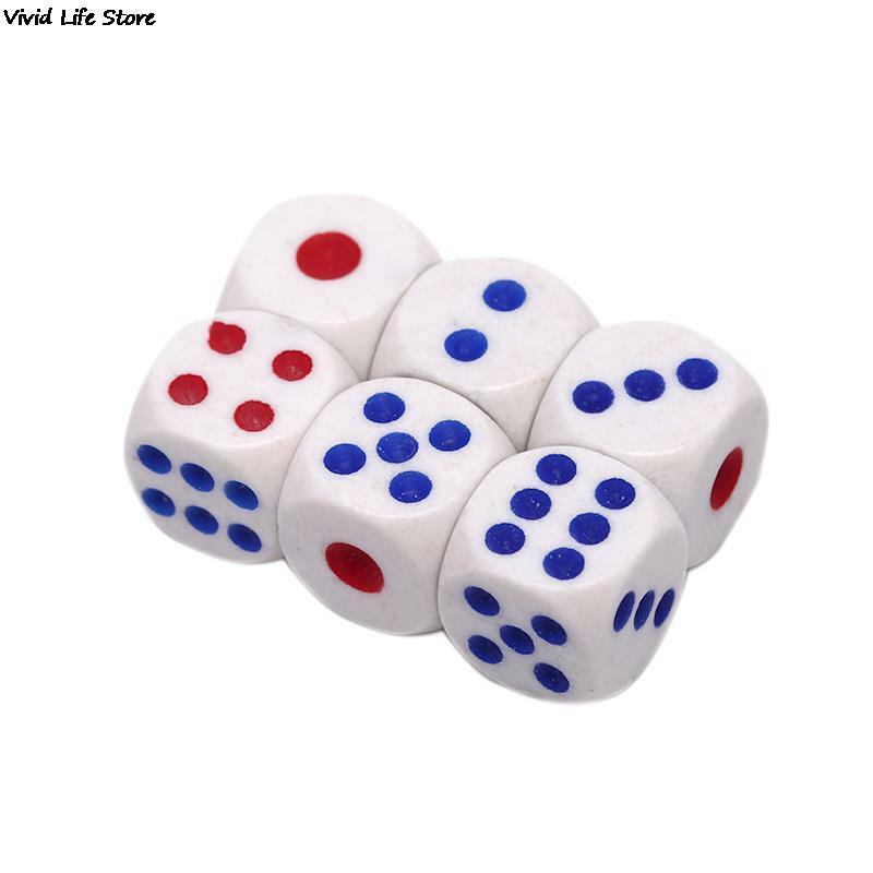 Novo 6 pçs/lote 10mm beber dados acrílico branco canto redondo hexahedron dice clube festa mesa jogar jogos rpg conjunto de dados