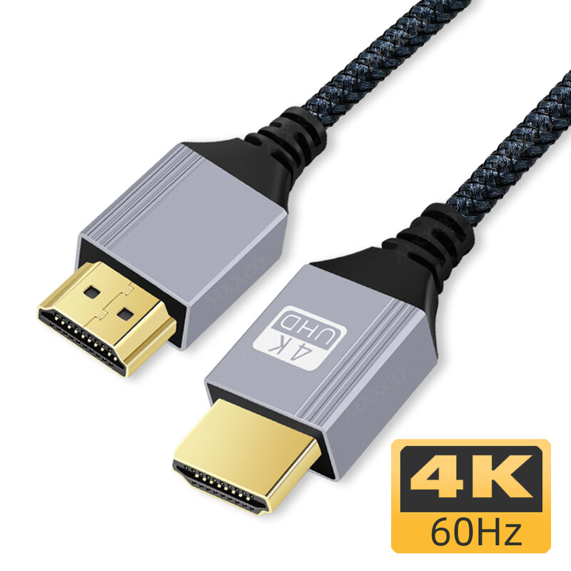 AIXXCO-Cabo macho para macho compatível com HDMI, 4K, 60Hz, PS3, 4, Projetor, TV Box, Laptop, Monitor