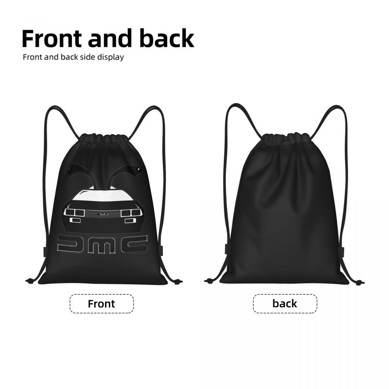 Custom Back To The Future Film Drawstring Bags para compras, mochilas de ioga para mulheres e homens, DMC Motor Sports Gym Sackpack