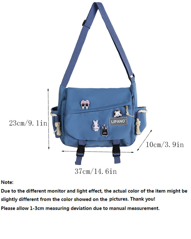 Tas selempang kapasitas besar untuk remaja perempuan pria bahu Harajuku Messenger tas sekolah siswa Kantung tas tangan nilon