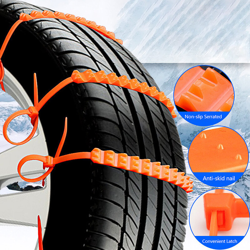 Anti Skid Snow Chains para carro, rodas de inverno, emergência ao ar livre, Auto Acessórios, 1 Pc, 5 Pcs, 10Pcs