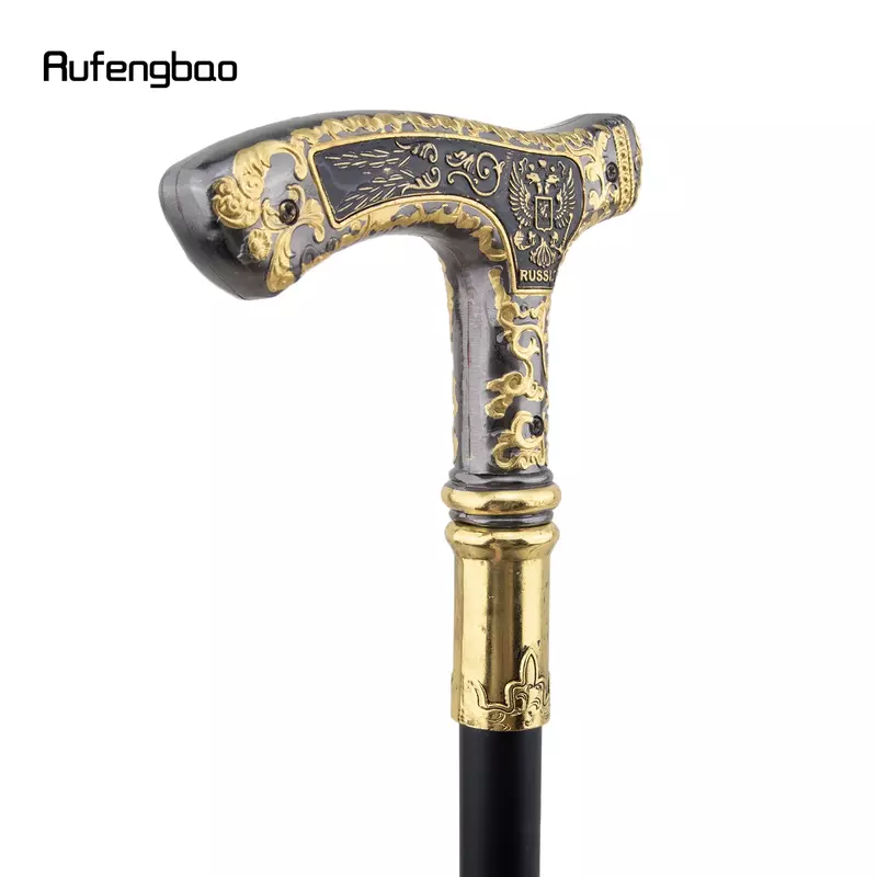 Luxo Double Eagle Walking Cane, Elegante Botão de Cosplay Cane, Dourado e Preto, Bastão Decorativo Fashion, Gentleman Eagle, 90cm