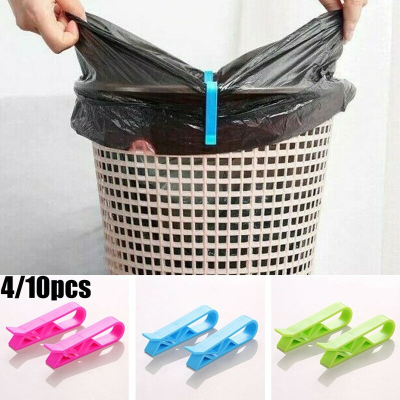 Clips de plástico para bolsas de basura, accesorios de cocina, Clip fijo, organizador para el hogar, 4/10 piezas