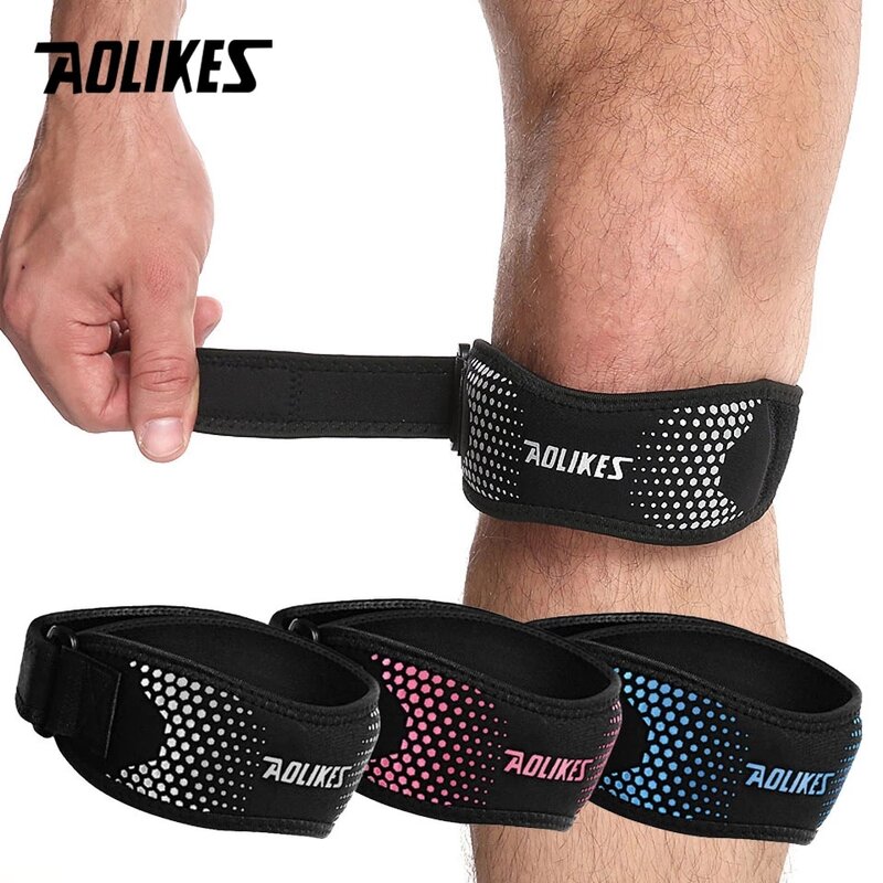 AOLIKES 1 pz ginocchiera regolabile sollievo dal dolore al ginocchio stabilizzatore della rotula supporto del tutore per l'escursionismo calcio basket Running Sport