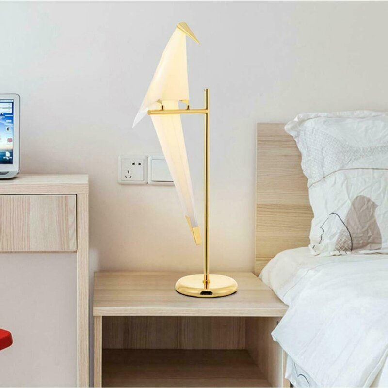 Lampe LED en forme d'oiseau origami en fer, design créatif américain, luminaire décoratif d'intérieur, idéal pour un salon ou une table de lecture