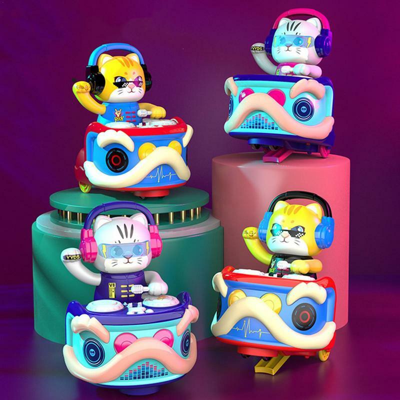 유아용 DJ 세트, DJ 고양이 학습 장난감, 음악 조명으로 360 운전, 힙합 범용 휠 댄싱 로봇, 6 세 이상